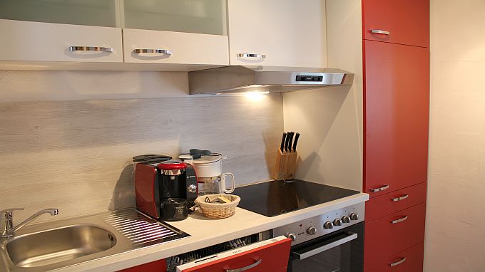 Ferienwohnung Maaridyll, Küche mit Herd, Ceranfeld