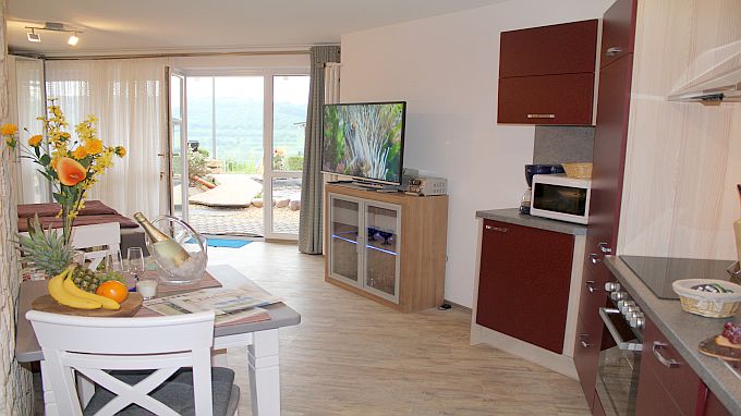 Studio Vulkanpanorama, helle, moderne Einrichtung